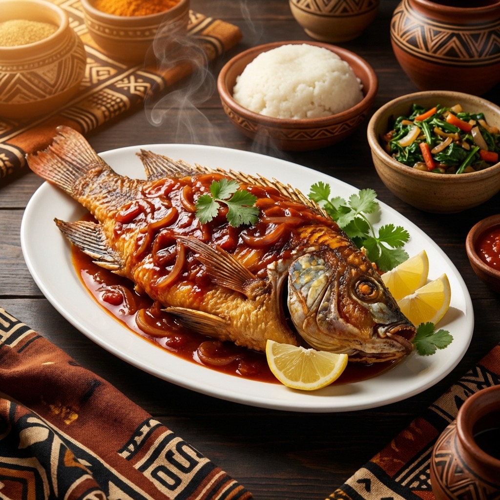 Whole Fried Tilapia with Tomato Sauce
